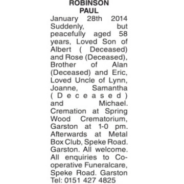 Photo for notice Paul ROBINSON