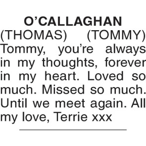 Notice Gallery for THOMAS OCALLAGHAN